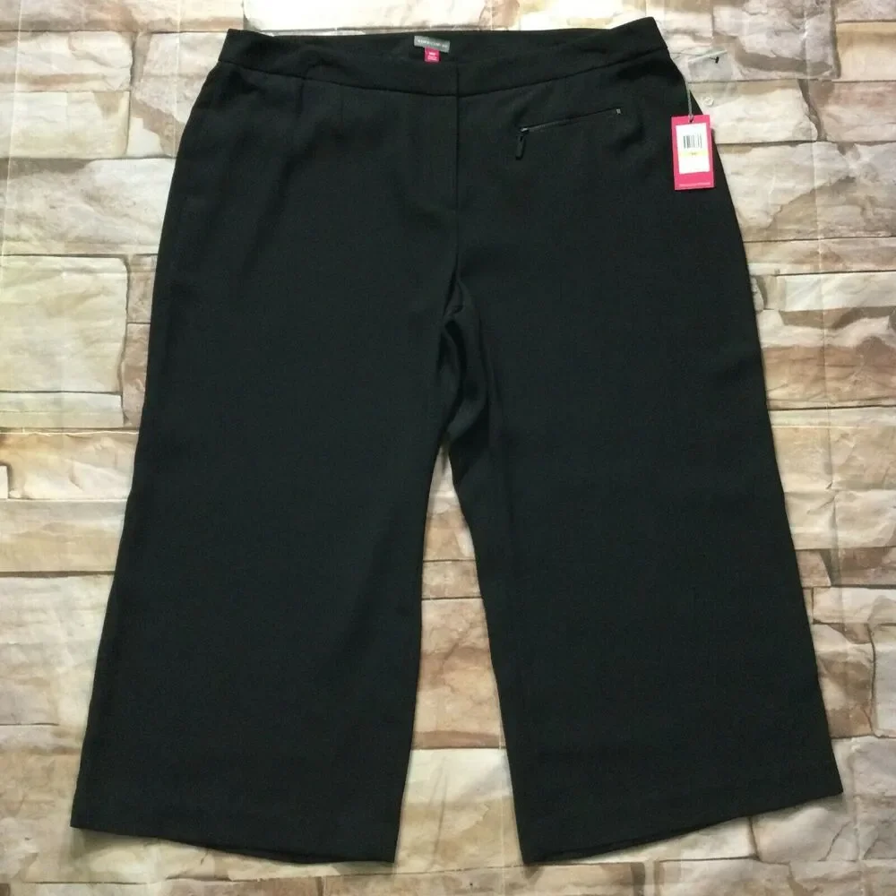 Vince Camuto Womens Pants size 16W new nwt $99 Black Wide Leg Zip Pocket Dress - Picture 6 of 11